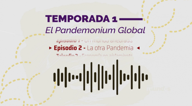 Imagen ilustrativa del segundo episodio del podcast de las Relaciones Internacionales que muestra la idea gráfica de una onda sonora
